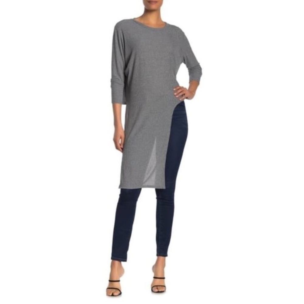 ASTR the Label Long Sleeve Side Tie Ribbed Top